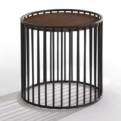 Bronson Walnut and Black Round Tea Table