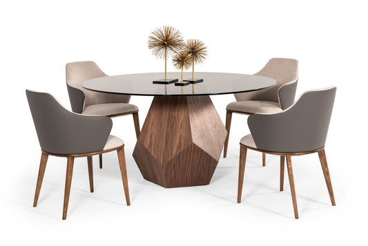 Modrest Rackham & Megan Mid-Century Modern Walnut Dining Set – 7-Piece Dining Room Furniture