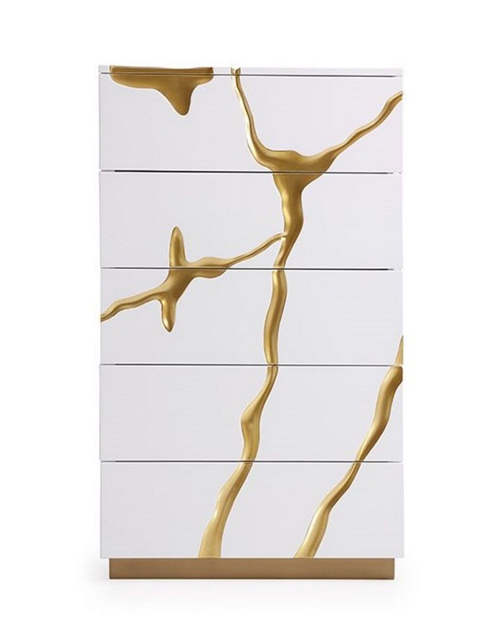 Aspen White and Gold 5 Soft-Closing Drawers Chest