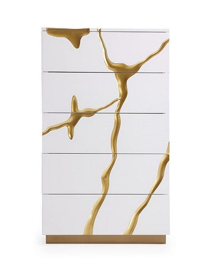 Aspen White and Gold 5 Soft-Closing Drawers Chest