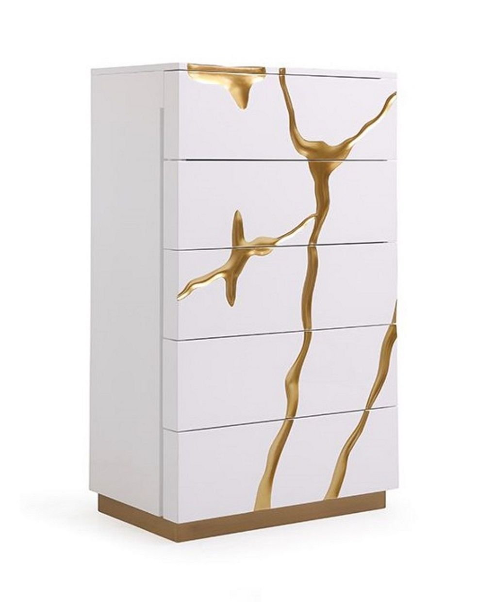 Aspen White and Gold 5 Soft-Closing Drawers Chest