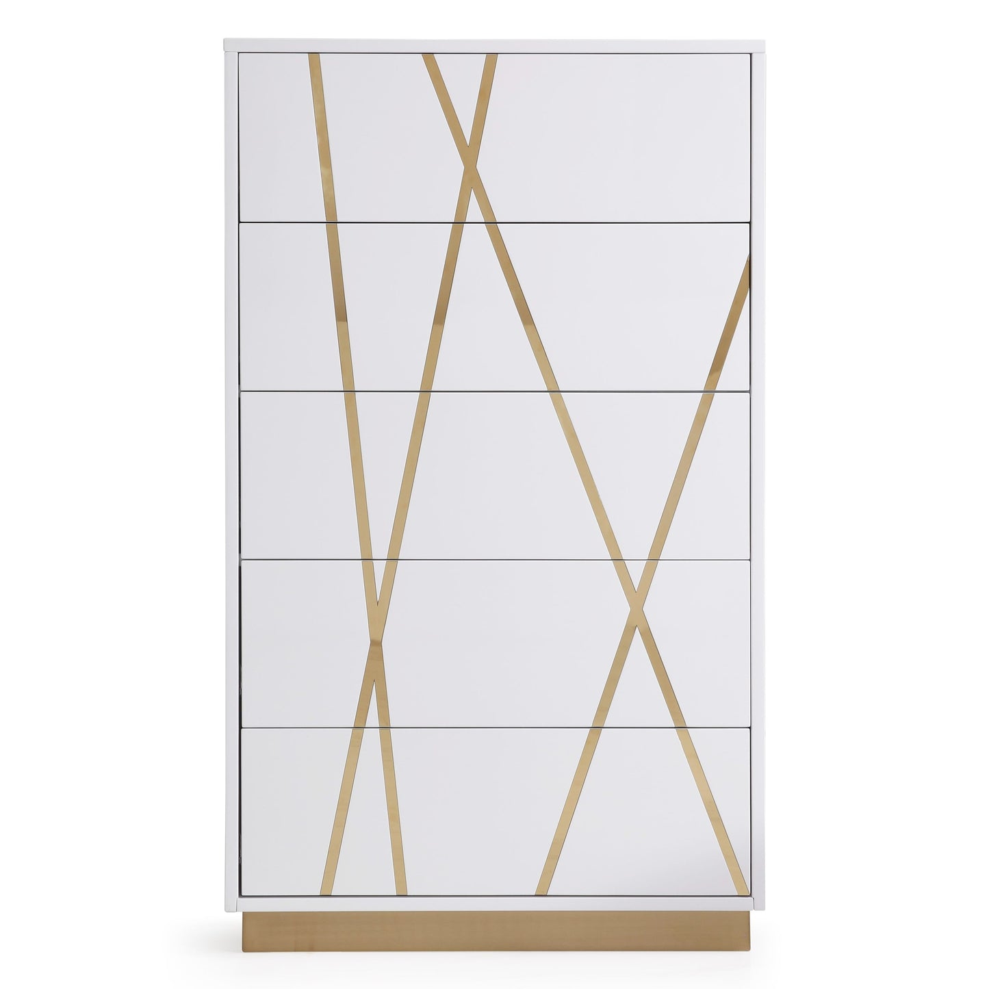 Nixa White and Gold 5 Soft-Closing Drawers Chest