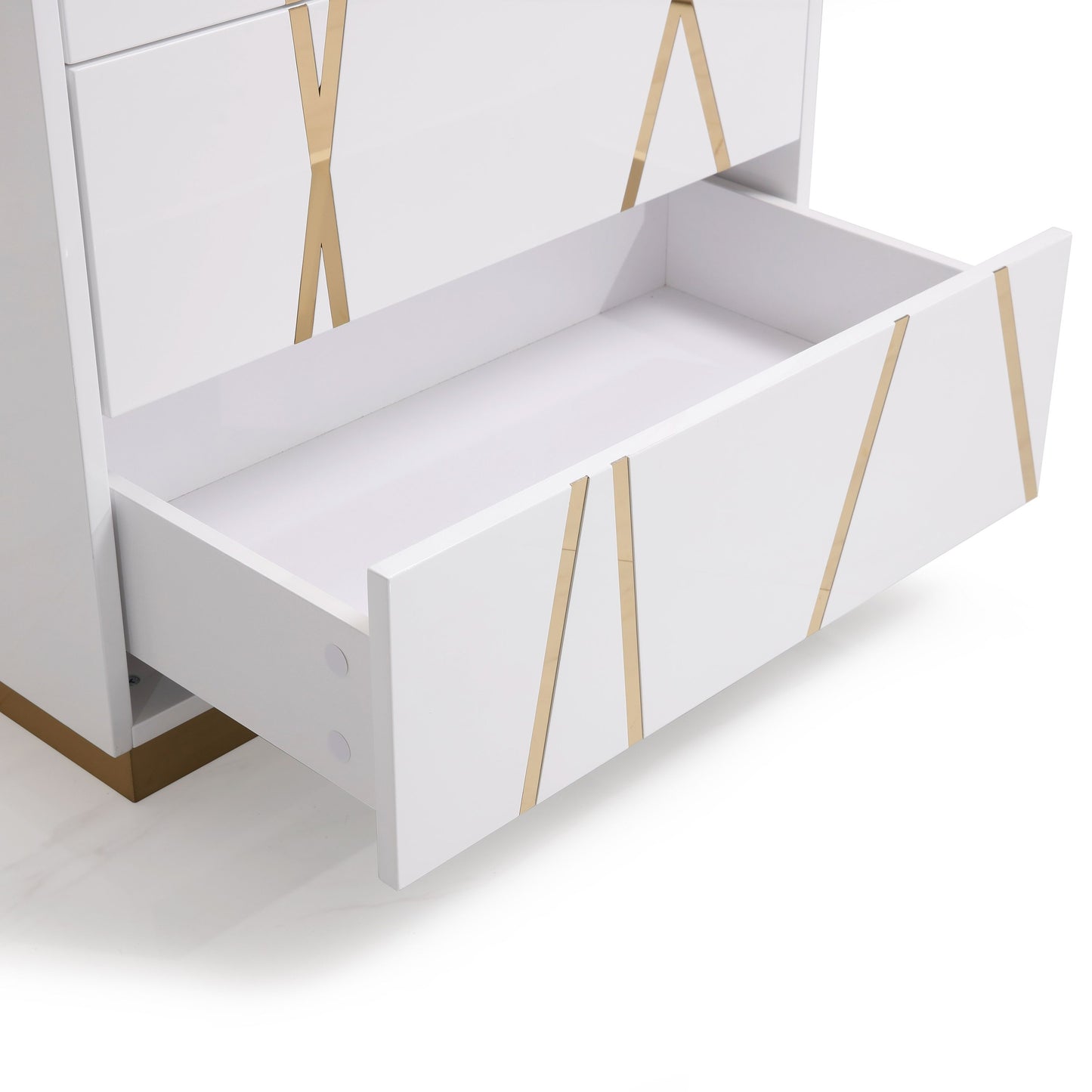 Nixa White and Gold 5 Soft-Closing Drawers Chest