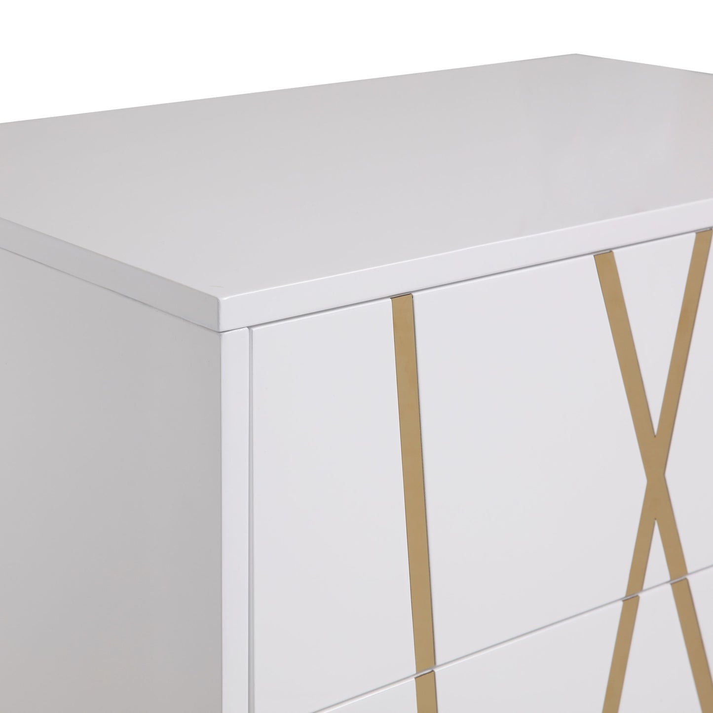 Nixa White and Gold 5 Soft-Closing Drawers Chest