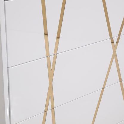 Nixa White and Gold 5 Soft-Closing Drawers Chest