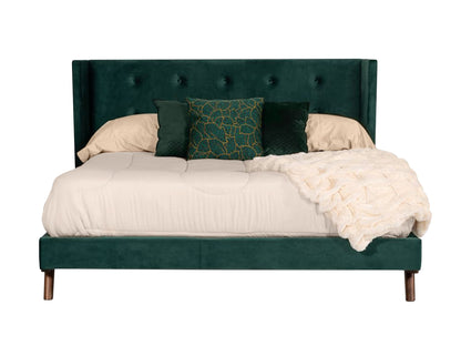 Durango Leaf Green Velvet Platform Bed
