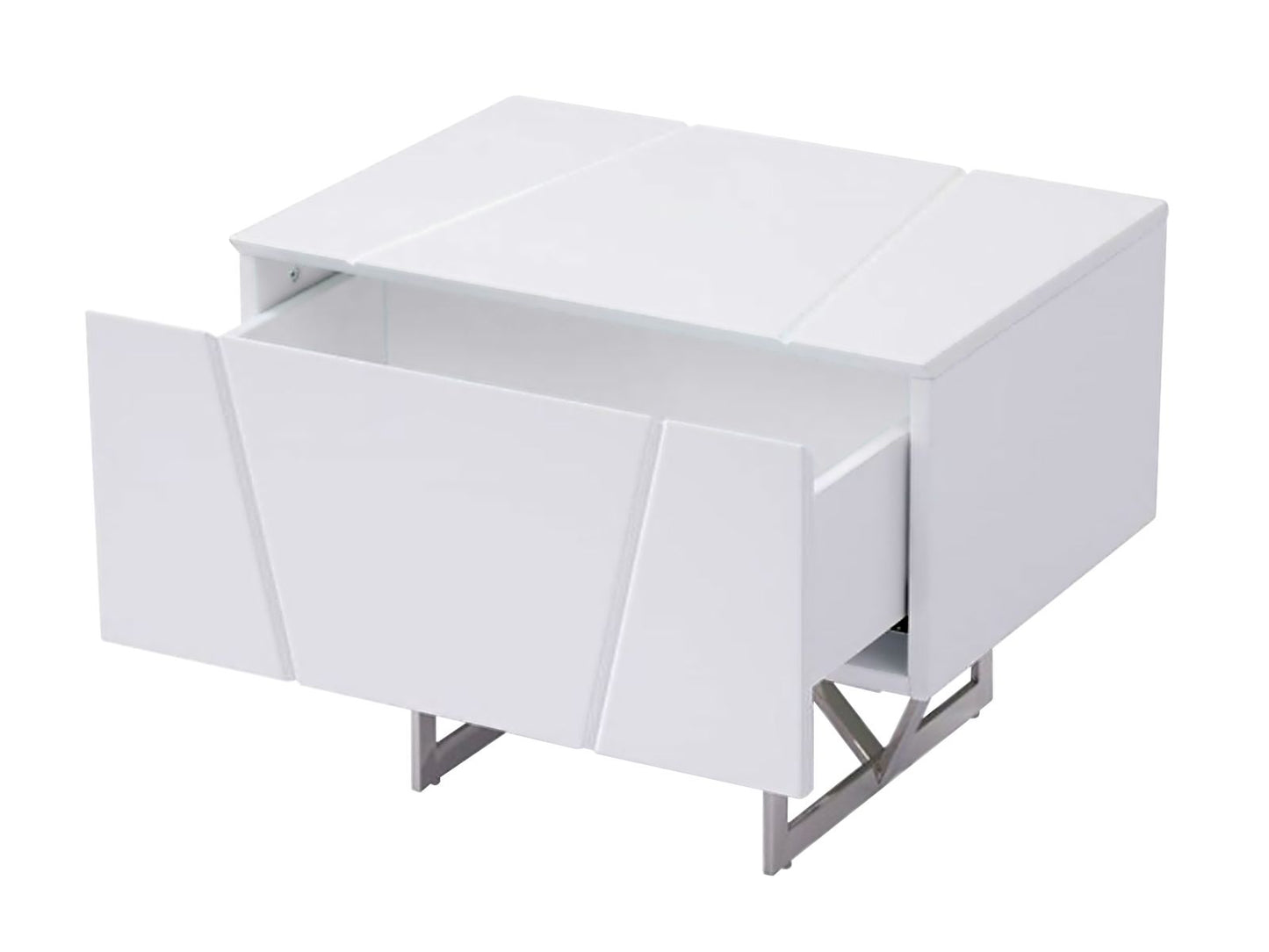 Chrysler High Gloss White Nightstand