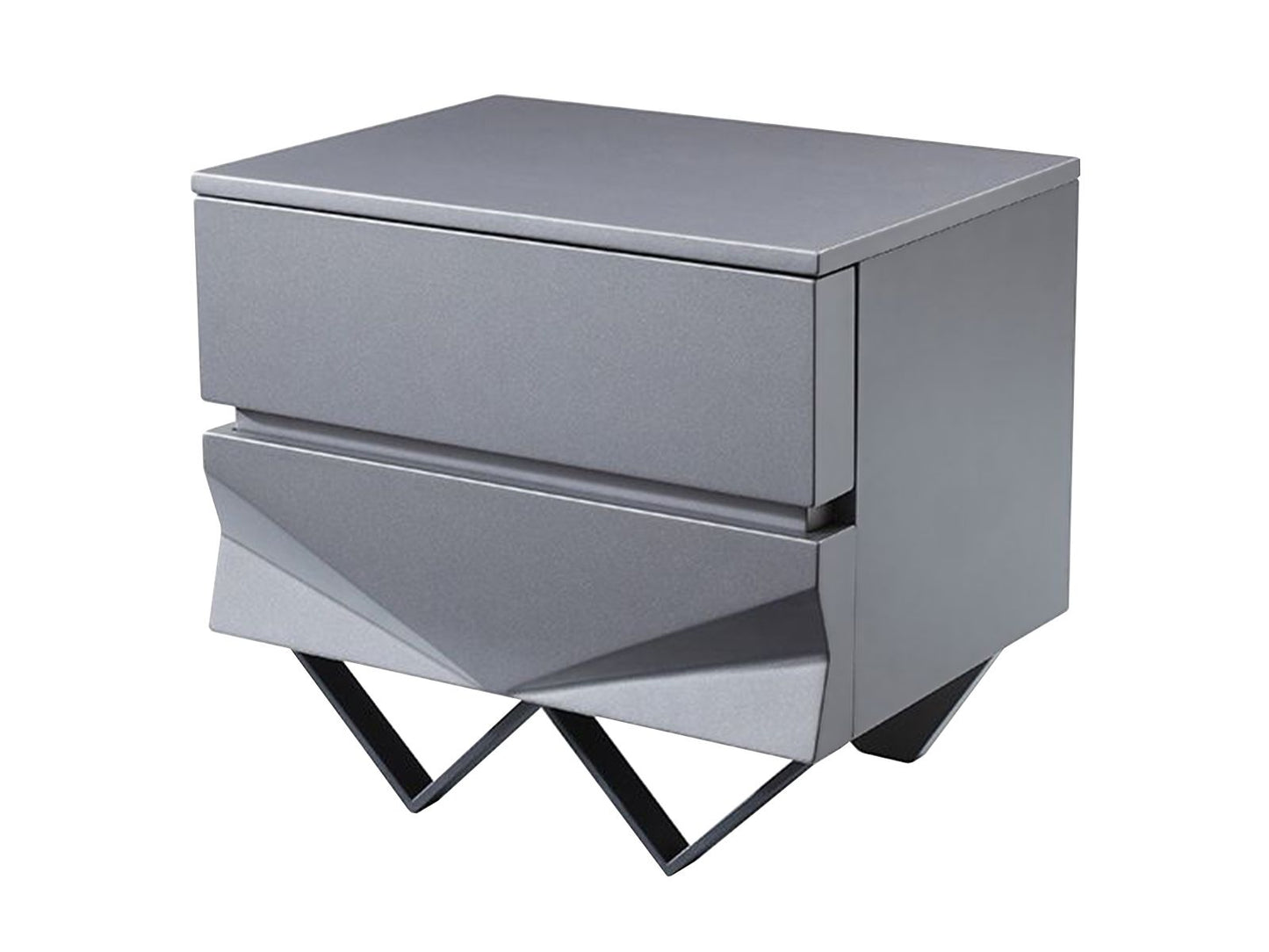 Duke Grey Matte and Black Gun Chrome Nightstand