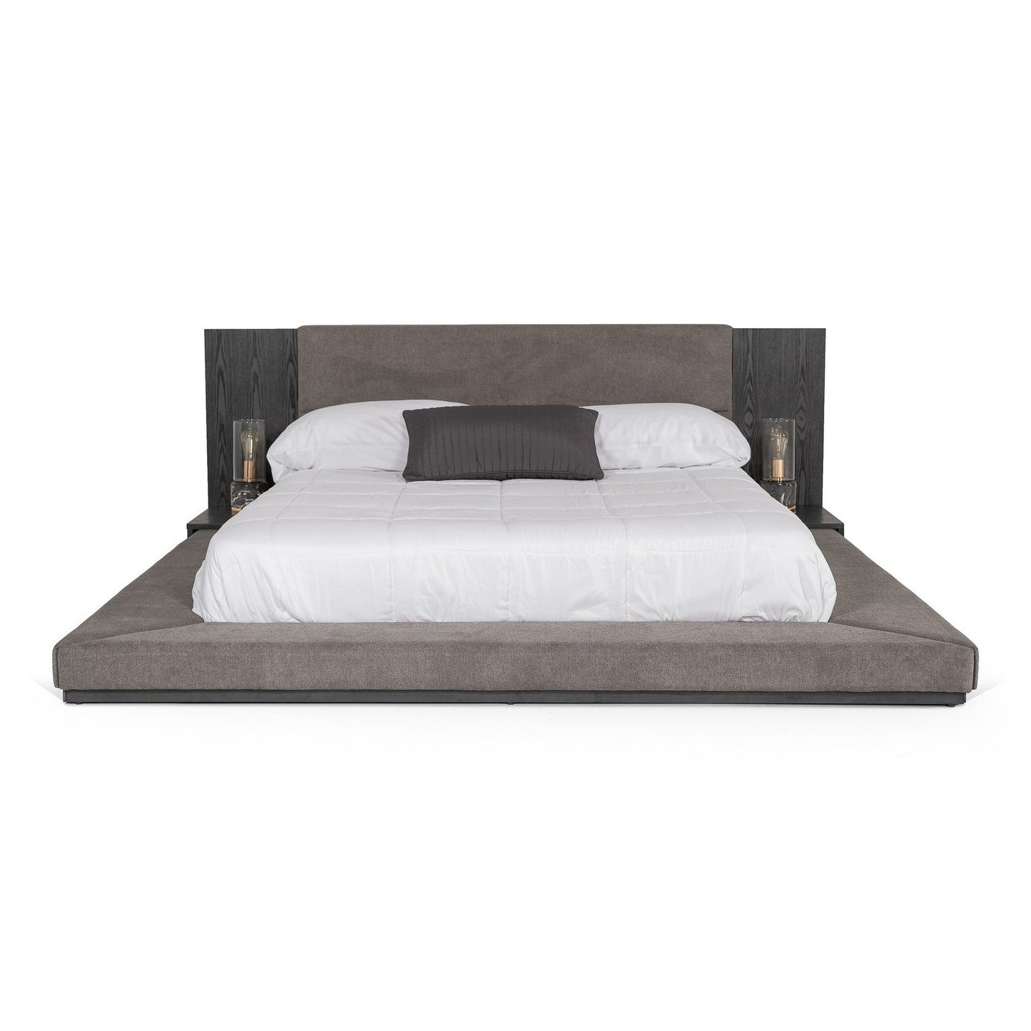 Jagger Grey Platform bed With Built In Nightstands