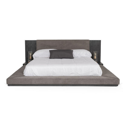Jagger Grey Platform bed With Built In Nightstands
