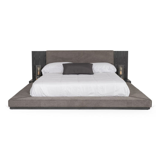 Jagger Grey Platform bed With Built In Nightstands