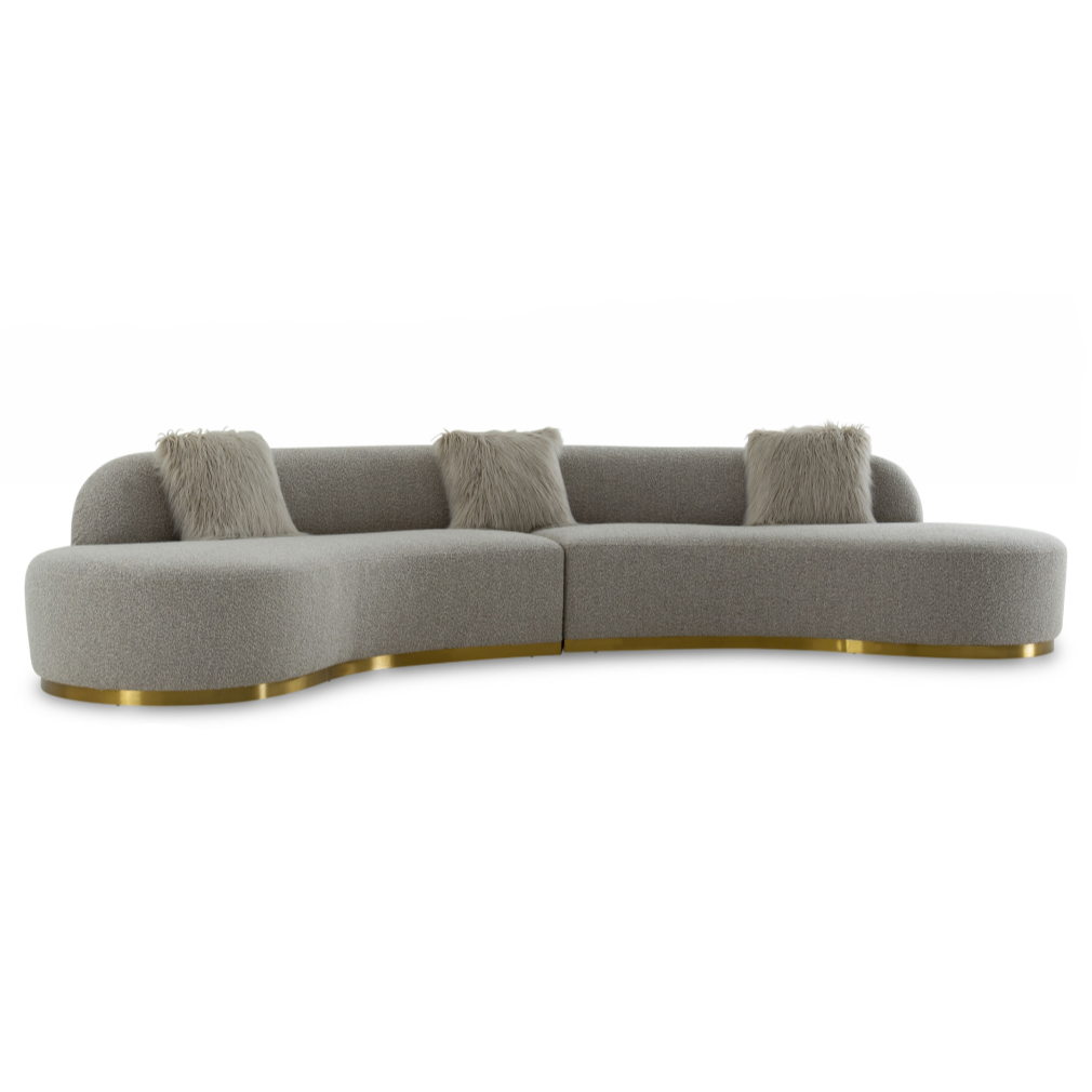 Frontier Glam Grey Fabric Curved Sectional Sofa