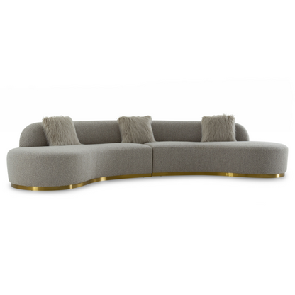 Frontier Glam Grey Fabric Curved Sectional Sofa