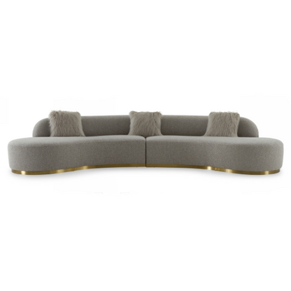 Frontier Glam Grey Fabric Curved Sectional Sofa