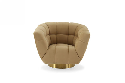 Divani Casa Granby - Glam Mustard and Gold Fabric Chair