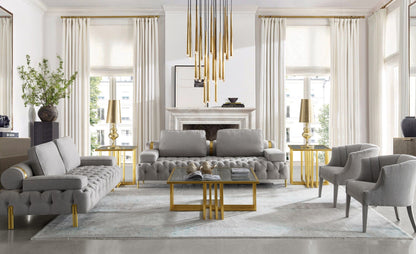 Kodiak Clear Glass and Gold Glass Square Coffee Table