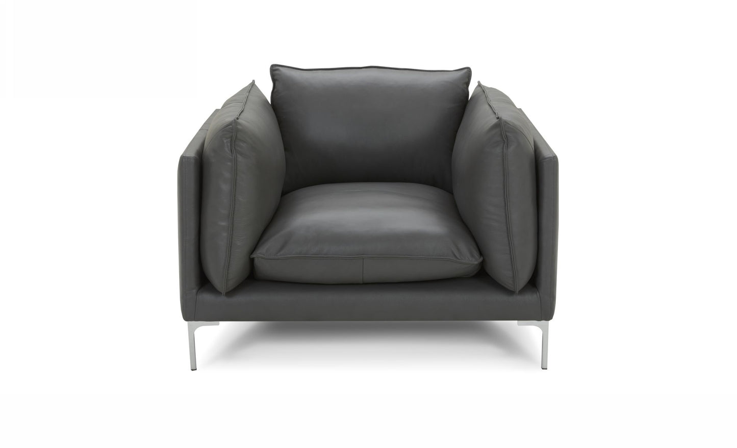 Divani Casa Harvest - Modern Grey Full Leather Sofa Set