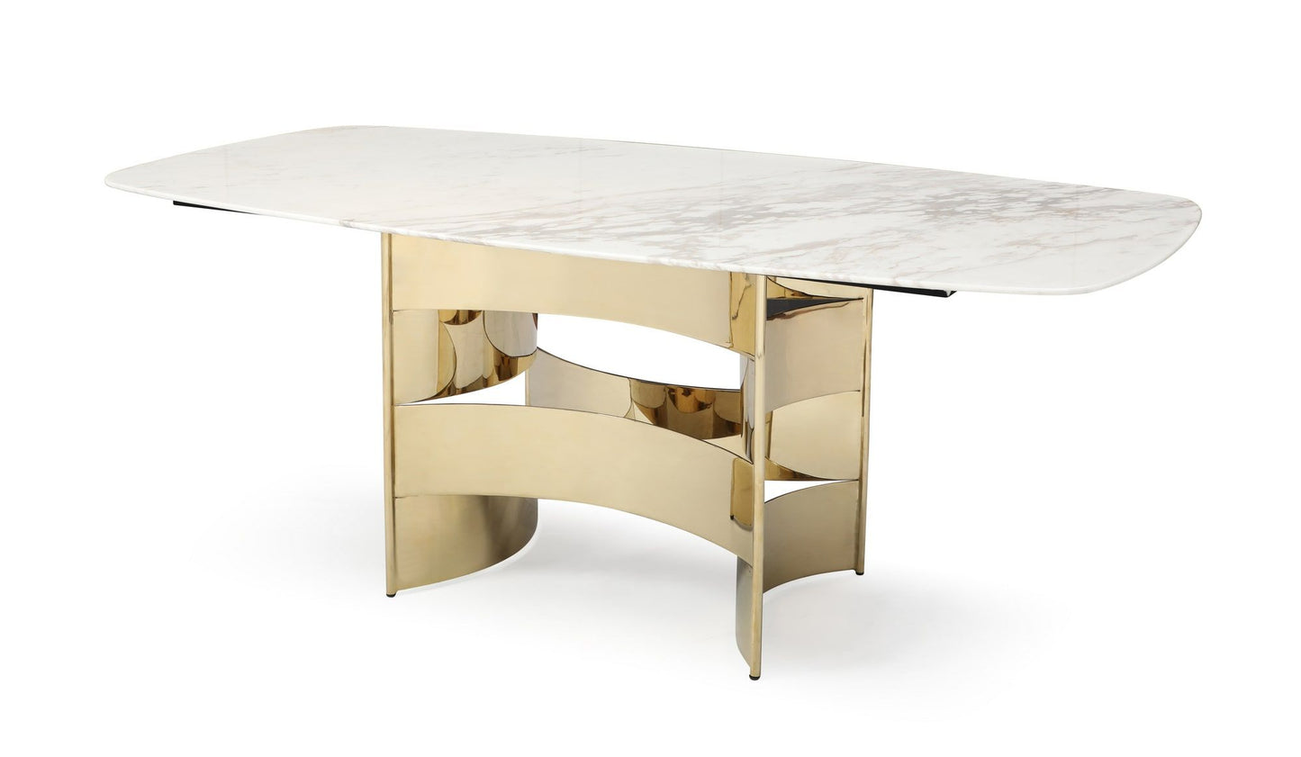 Modrest Marmot - White Marble and Champagne Gold Dining Table