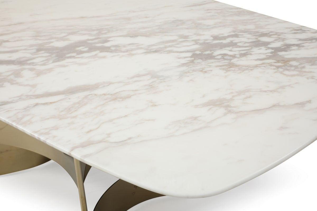 Modrest Marmot - White Marble and Champagne Gold Dining Table