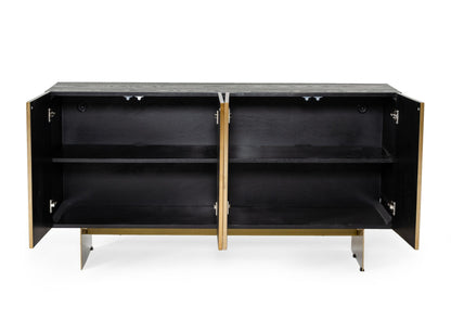 Perret Black Ash Buffet with Brass Gold Accents