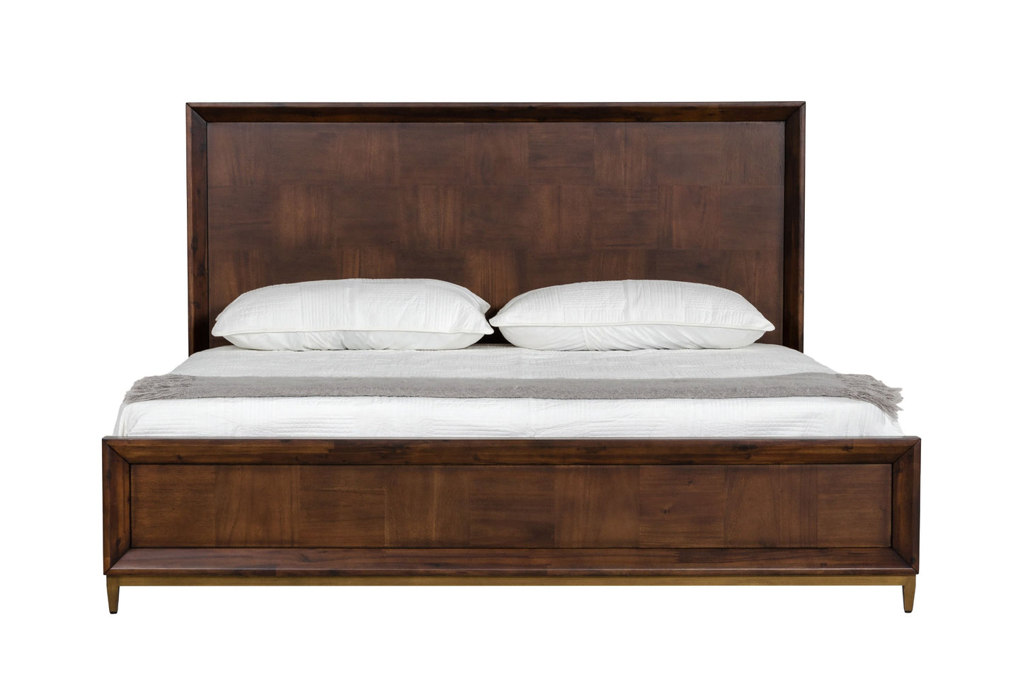 Shane Acacia Bed with Brass Accents