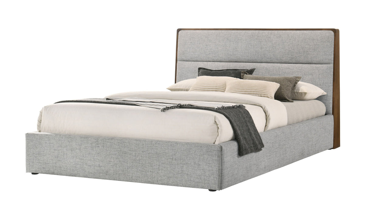 Dustin Upholstered Bed with Walnut Trim