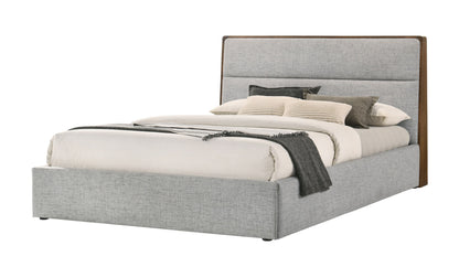 Dustin Upholstered Bed with Walnut Trim