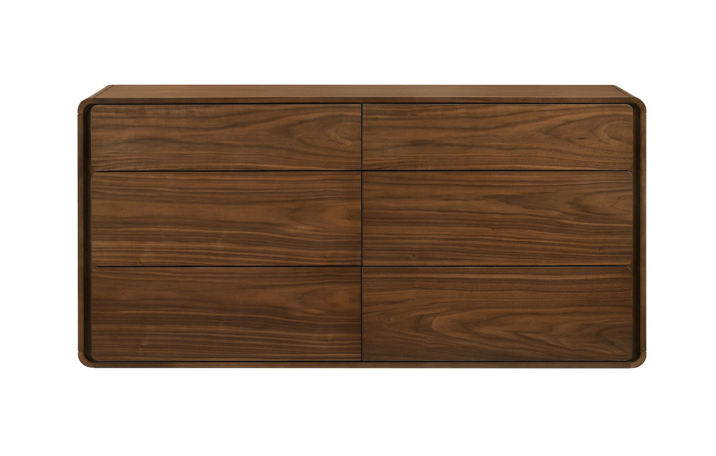 Dustin Walnut Dresser with 6 Push-to-Open Drawers