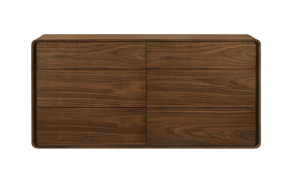 Dustin Walnut Dresser with 6 Push-to-Open Drawers