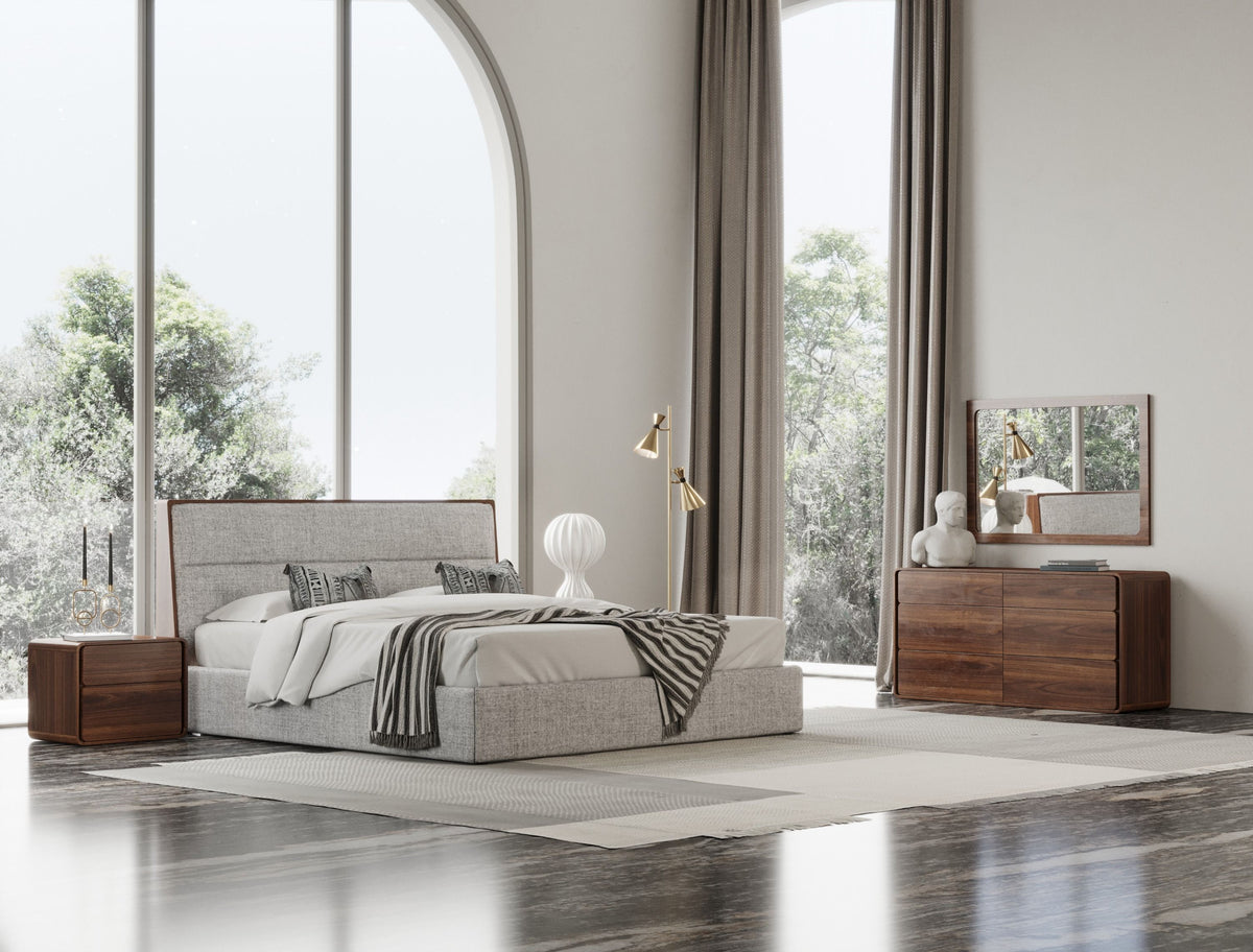 Dustin Walnut Dresser with 6 Push-to-Open Drawers