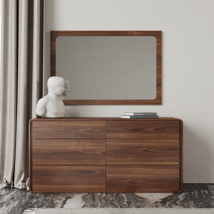 Dustin Walnut Dresser with 6 Push-to-Open Drawers