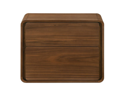 Dustin Walnut Nightstand with 2 Push-to-Open Drawers