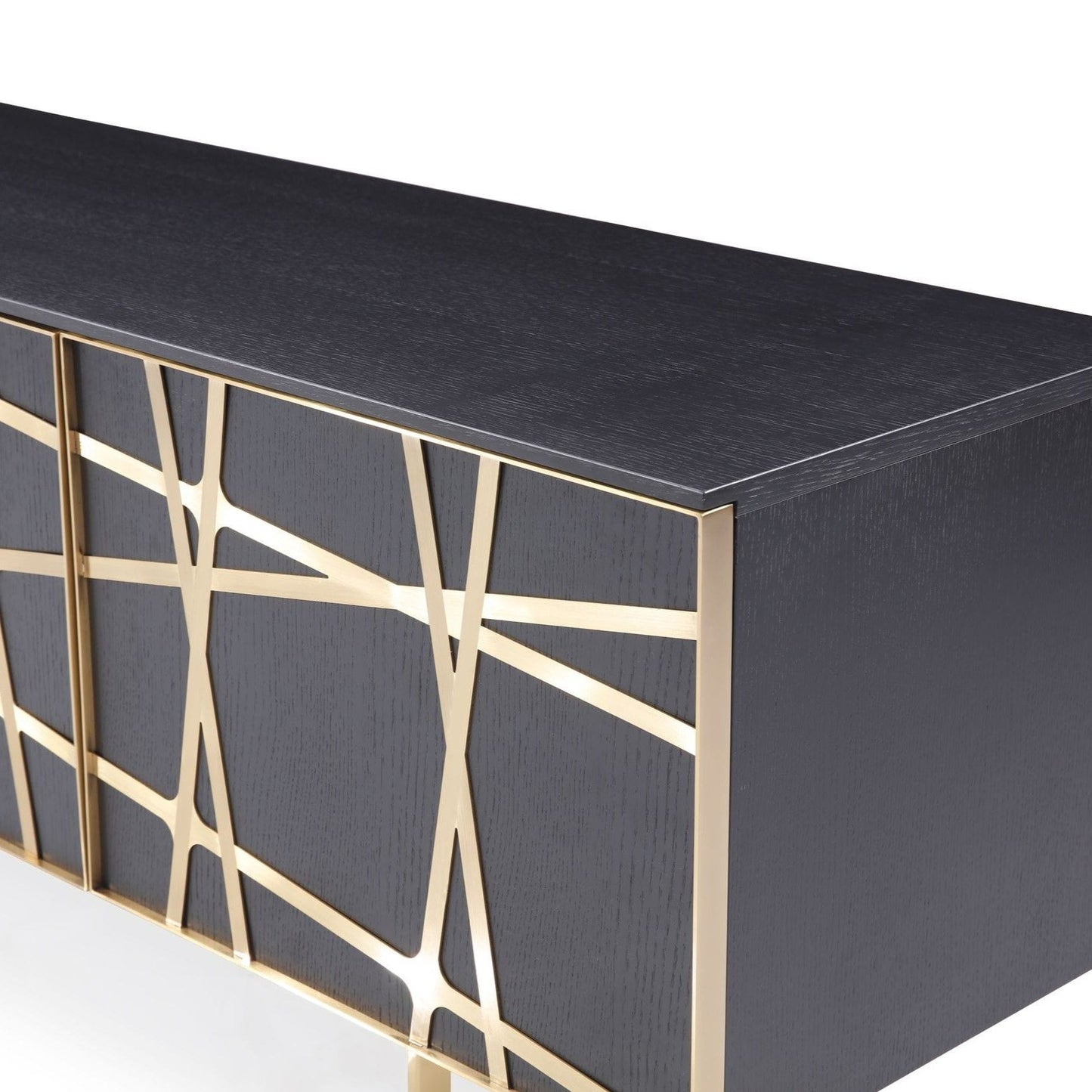 Kilson Black Oak and Champagne Gold 4-Door Media Console