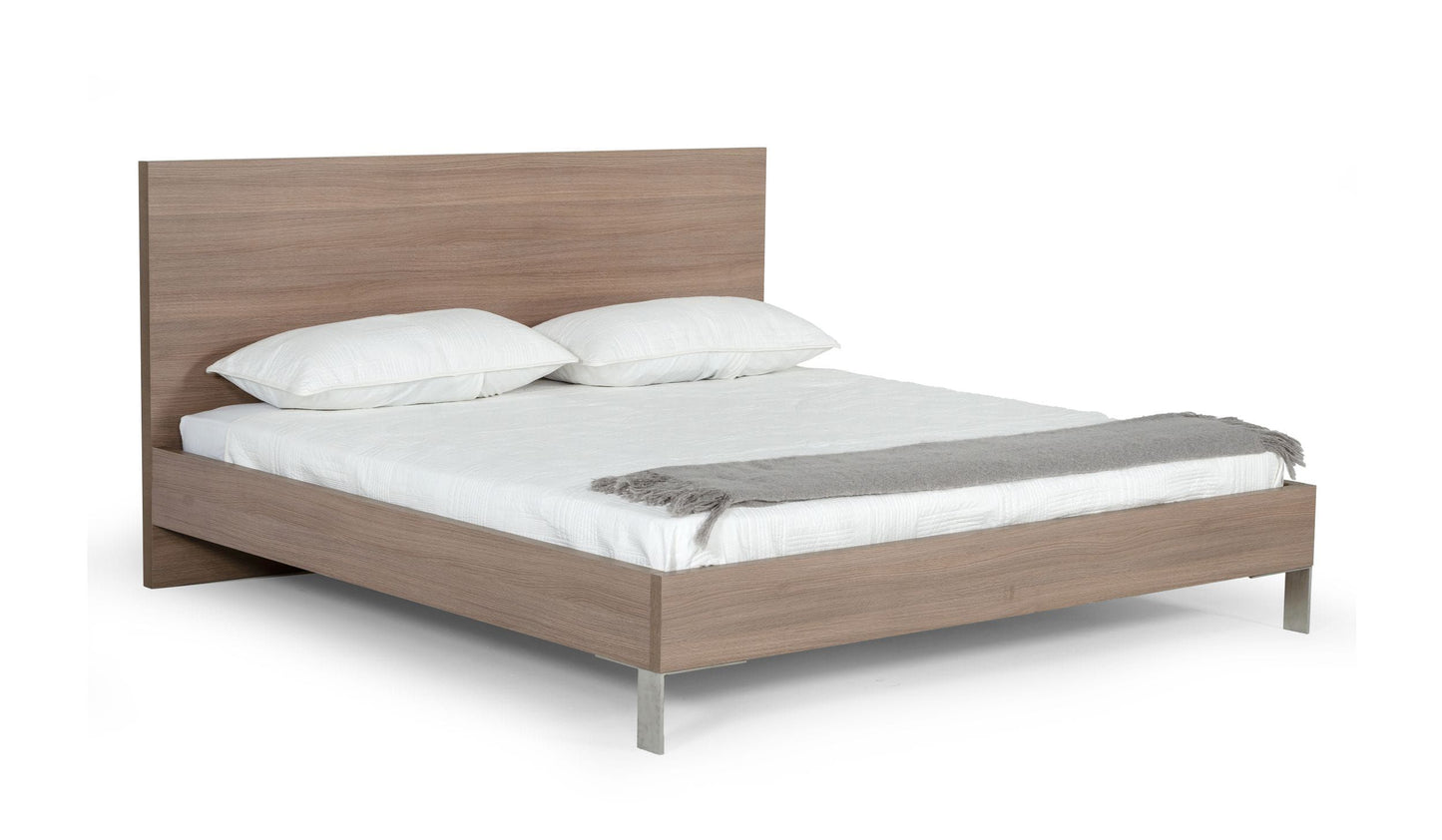 Nova Domus Boston Modern Brown Oak & Brushed Stainless Steel Bed