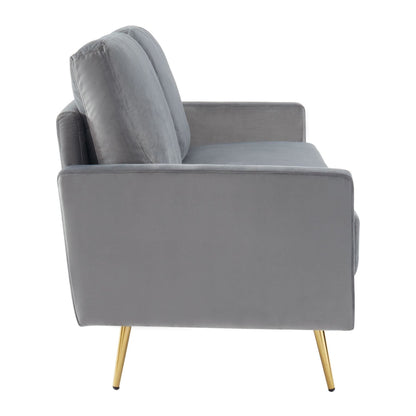 Huffine Grey Velvet Fabric Sofa