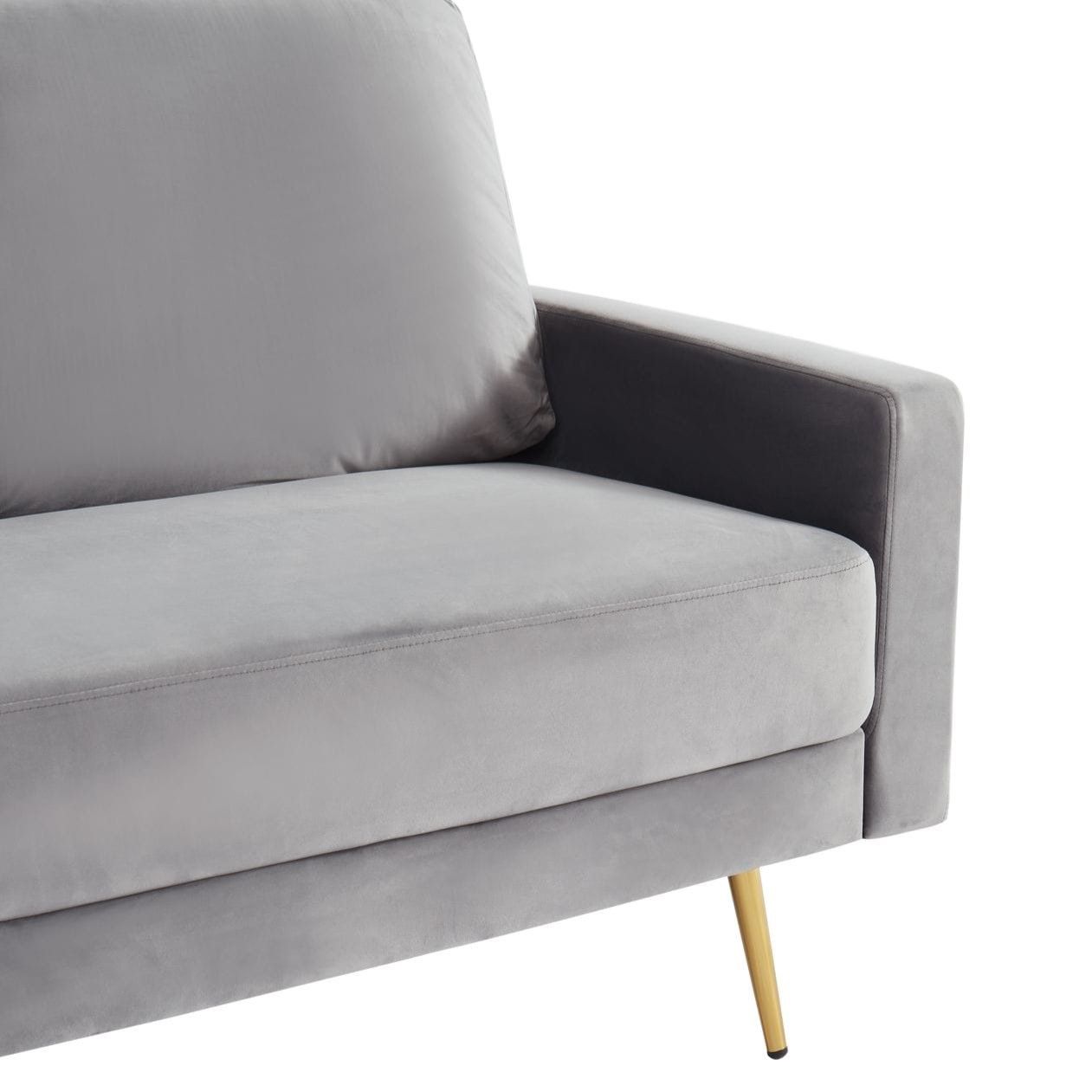 Huffine Grey Velvet Fabric Sofa