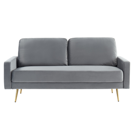 Huffine Grey Velvet Fabric Sofa