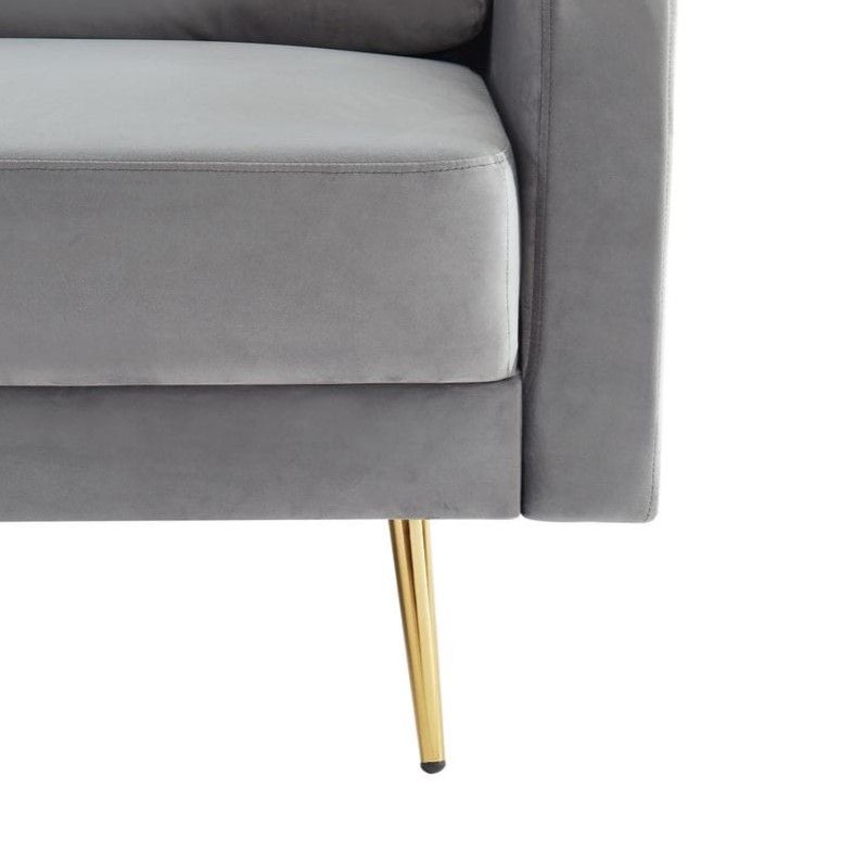 Huffine Grey Velvet Fabric Sofa