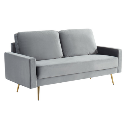 Huffine Grey Velvet Fabric Sofa