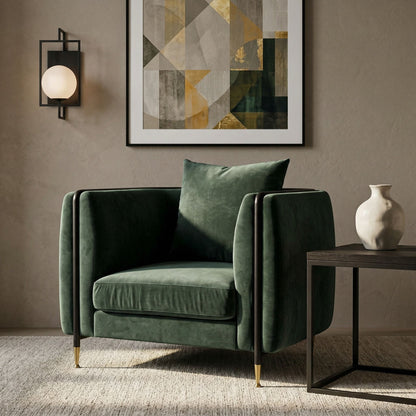 Jebel Dark Green Jade Velvet Accent Chair