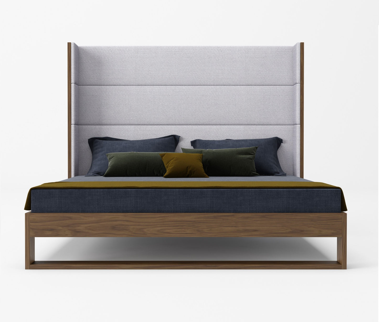 Modrest Helenora - Contemporary Grey Fabric & Walnut Trim Bed