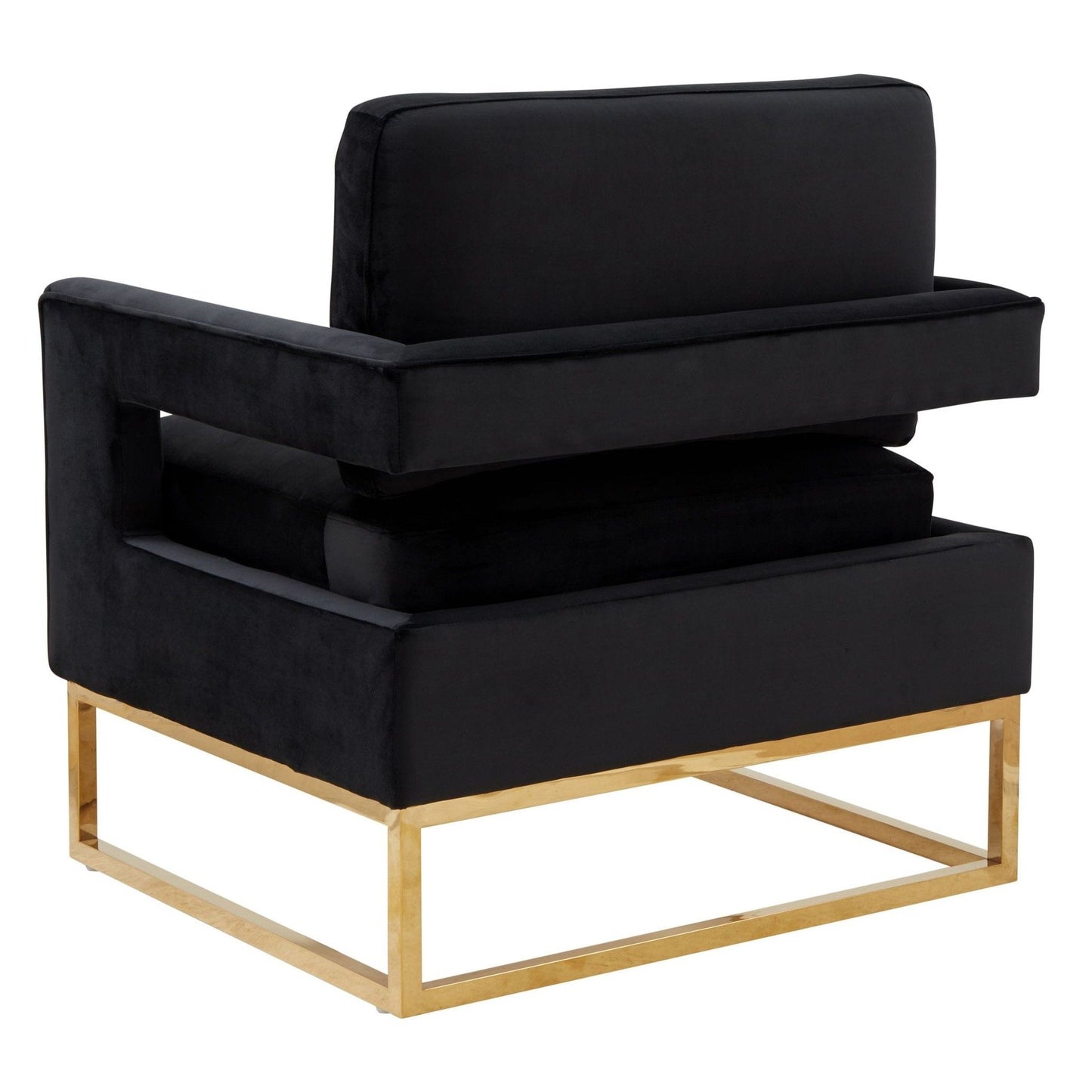 Edna Black Velvet and Gold Accent Chair