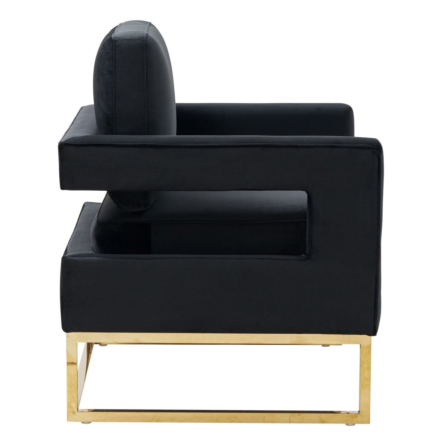 Edna Black Velvet and Gold Accent Chair
