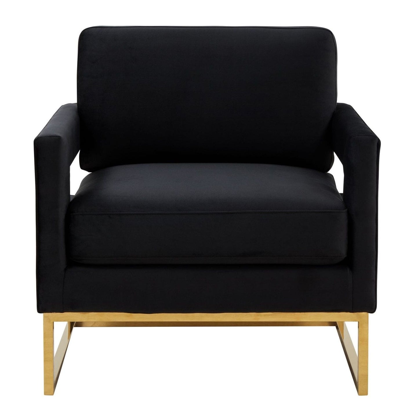 Edna Black Velvet and Gold Accent Chair