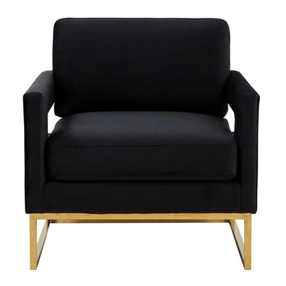 Edna Black Velvet and Gold Accent Chair