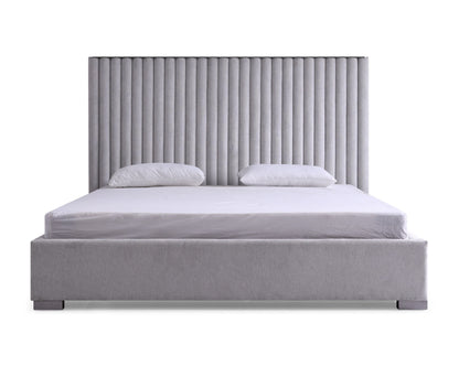 Splendor Silver and Grey Linen Upholstered King Platform Bed