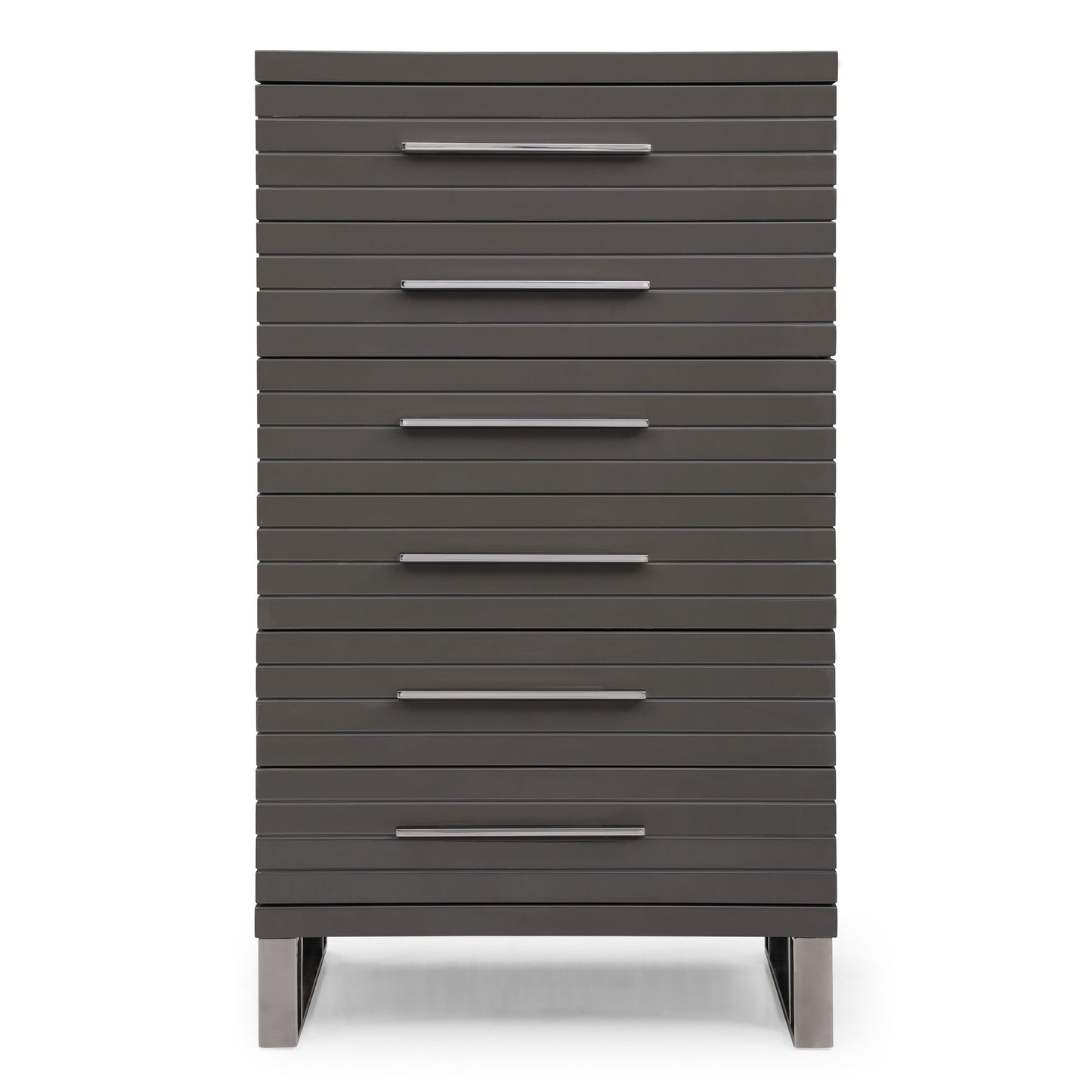 Splendor Grey High Gloss Slatted Six-Drawer Chest