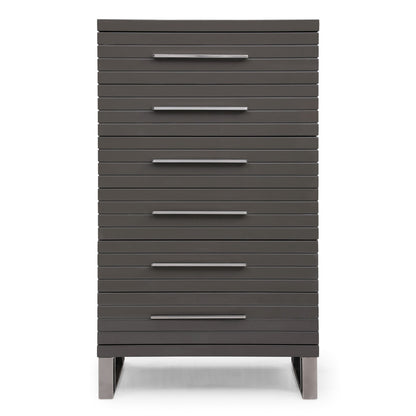 Splendor Grey High Gloss Slatted Six-Drawer Chest