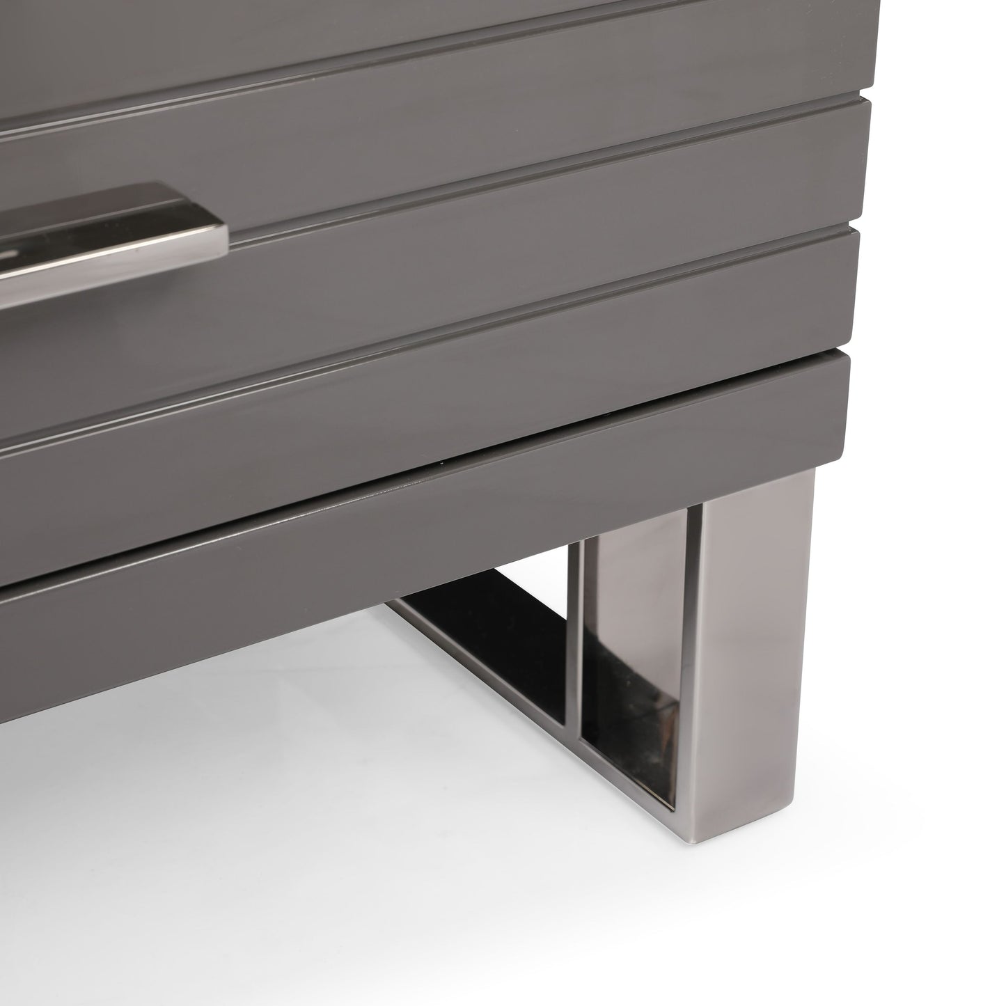 Splendor Grey High Gloss Slatted Six-Drawer Chest
