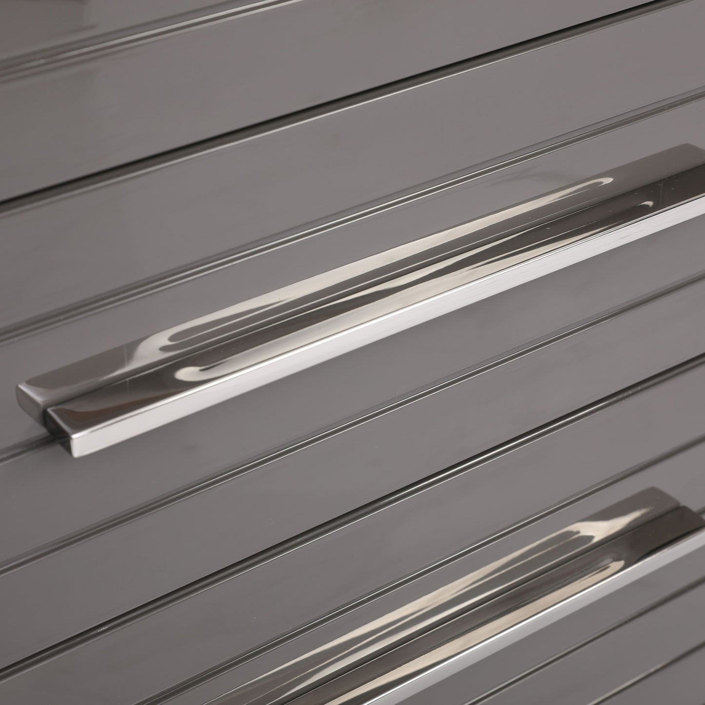 Splendor Grey High Gloss Slatted Six-Drawer Chest